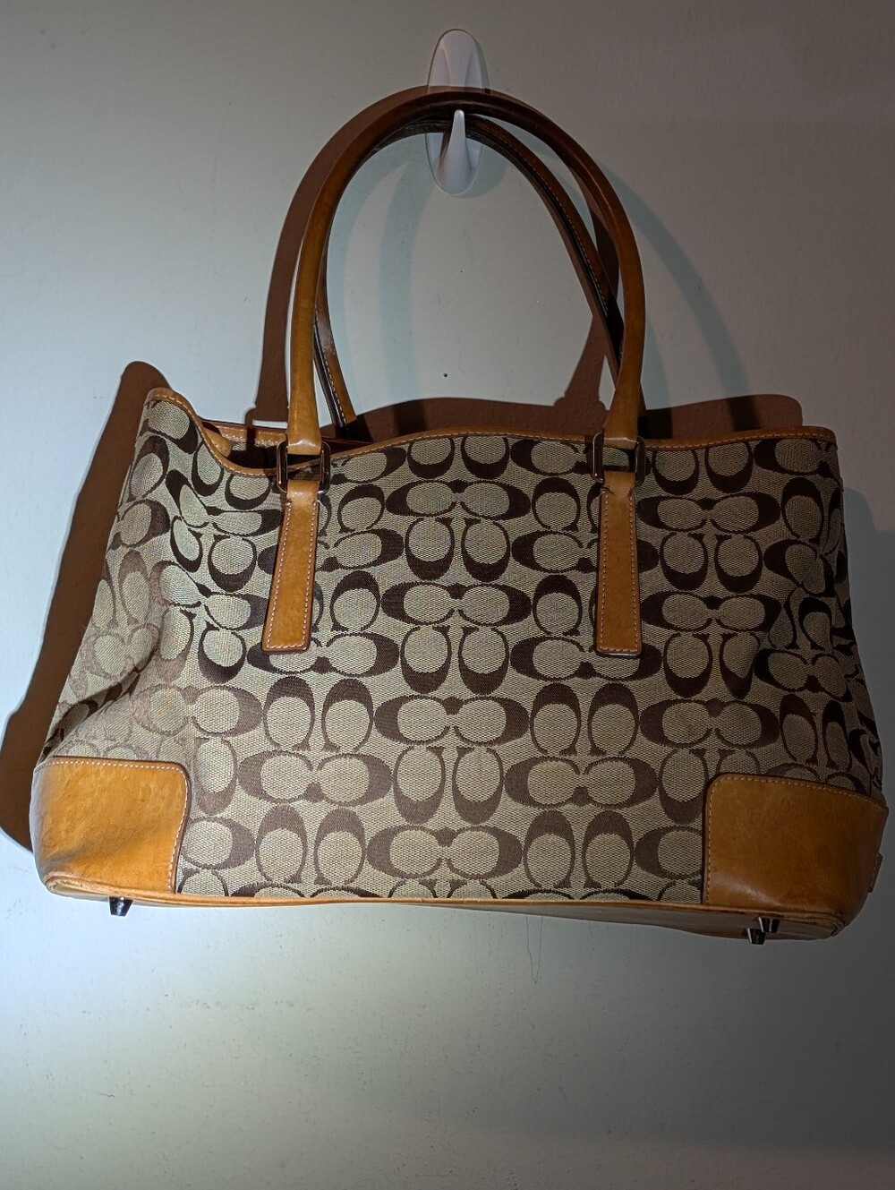 Coach Project 1992 Signature Canvas Tote in Brown and Tan Leather Trim As Is - Picture 2 of 16